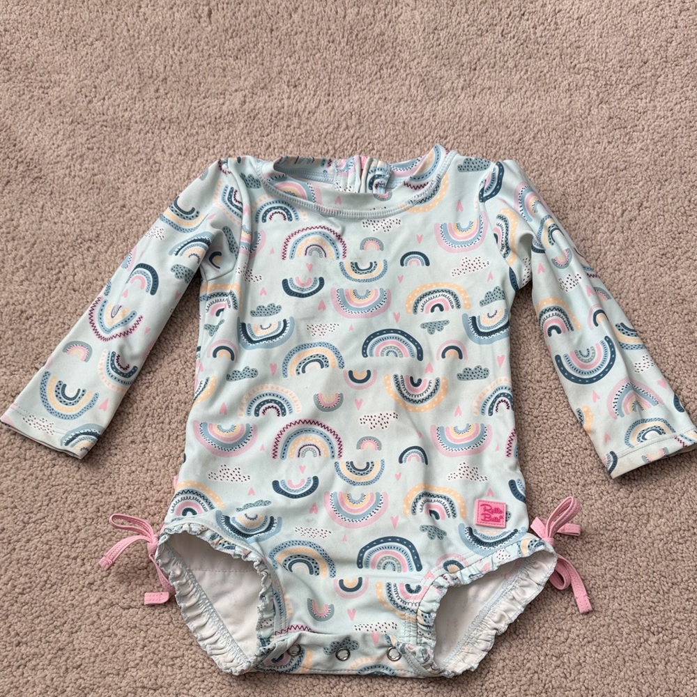 Ruffle Butts Pastel Patterned Rainbow Swim Suit
